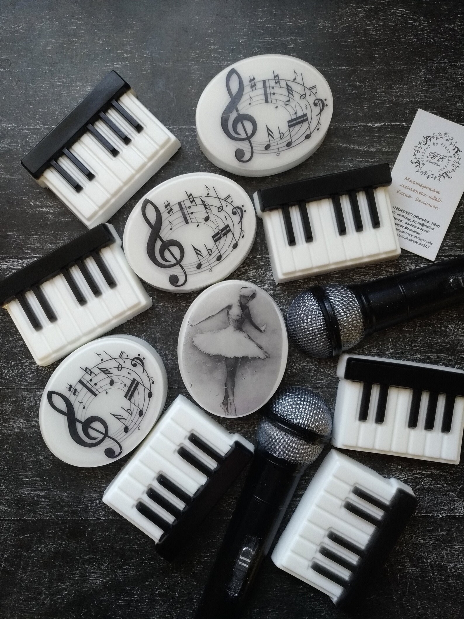 A set of handmade soap for the musician. Keys microphone Etsy