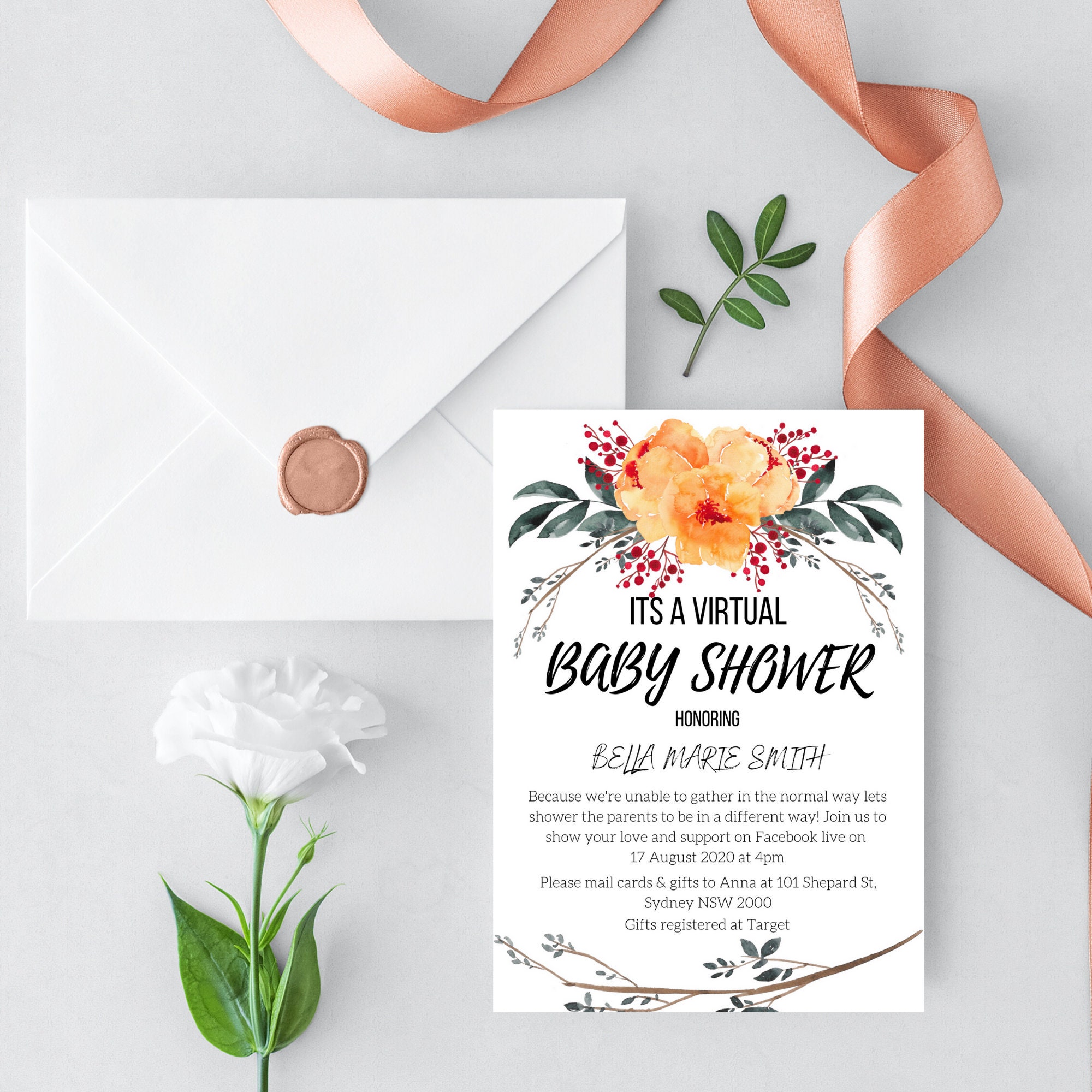 Virtual Baby Shower Invitation Baby Girl Baby Boy Virtual Etsy