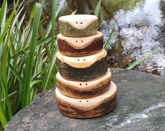 Natural Wood Stacker Toy: Montessori Loglets, Handmade Peak District Toy