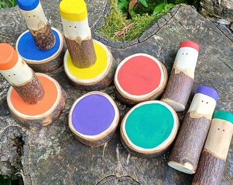 Colourful Sorting & Matching Loglet Friends - Wooden / Natural