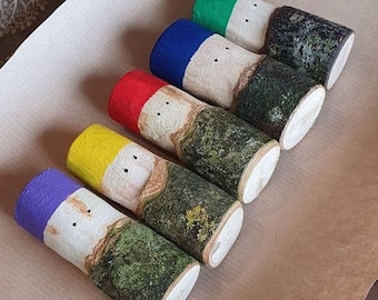Wooden Rainbow Loglet Friends, Montessori Loose Parts Play Toy