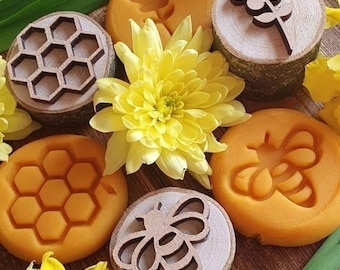 Sellos de plastilina con forma de abeja: juguete para actividades de naturaleza, Montessori y motricidad fina.