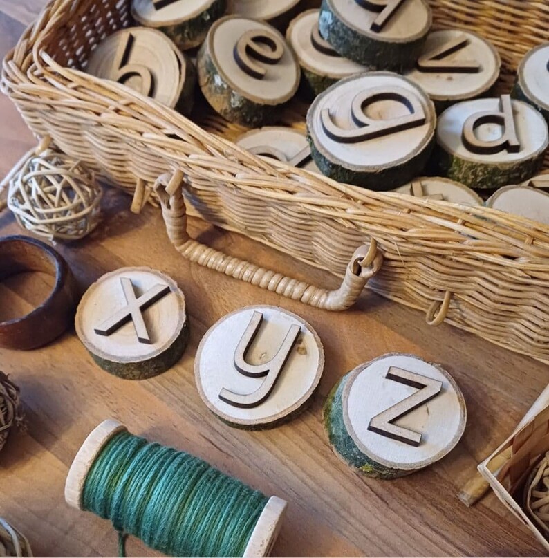 Threading Wicker Letters Natural Log Slice Alphabet - Etsy UK