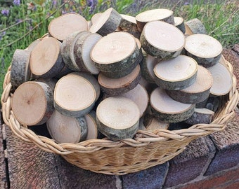 30 Mini Log Slices 3-5cm Story Small World Phonics Numbers
