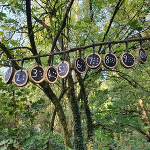 Natural Number Line Log Slice Numbers Painted Chalkboard 1-10 Children's Learning Early Years Resources Forest Outdoor School