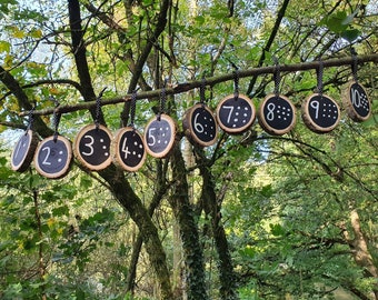 Log Slice Number Line: Chalkboard Painted Wood, Early Years Learning