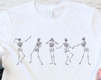 Dancing Skeleton Shirt, Happy Halloween Tshirt, Halloween Tee sweatshirt, halloween costume shirt, womens halloween shirt gift, Skeleton tee