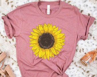 Sunflower Graphic Shirt, Yellow Sunflower, Sunflower Shirt, Floral Tee Shirt, Flower Shirt, Garden Shirt, Womens Fall Shirt, Sunflower Tee