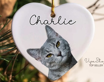 Décoration personnalisée pour animal de compagnie avec la photo et le nom de l'animal - Décoration personnalisée Décoration de Noël pour chat Décoration personnalisée pour chat Chat personnalisée