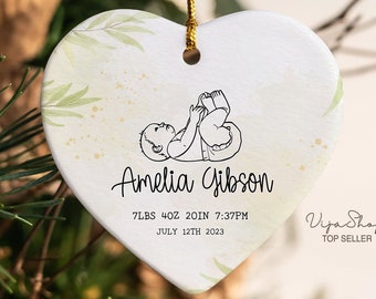 Personlig födelsemeddelandeprydnad, anpassad minnessak för nyfödda barns födelsestatistik, anpassad babyshowerpresent, barnrumsdekoration