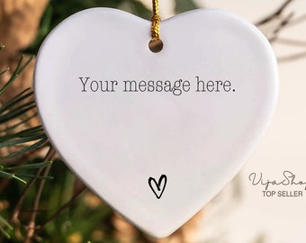 Custom Text Message Ornament Personalised Friends Christmas Ceramic Keepsake Valentines Heart Decor Thank You Mom Appreciation Ornament