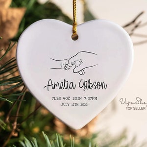 Personalized Birth Announcement Ornament, Custom Newborn Baby Birth Stats Keepsake, Customized Baby Shower Gift, Nursery Decor Present