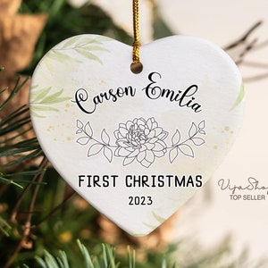 Baby&#39;s First Christmas Ornament - Personalized First Christmas Ornament - Custom Baby Girl Name Christmas Ornament