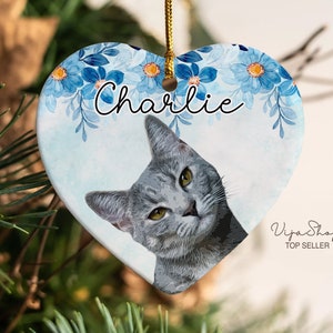 Personalized Pet Ornament Using Pet&#39;s Photo + Name - Custom Ornament Christmas Cat Ornament Personalized Cat Ornament Custom Cat
