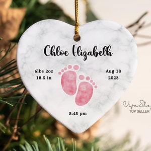 Personalized Birth Announcement Ornament Custom Newborn Baby Birth Stats Keepsake Customized Baby Shower Gift Nursery Present New Mom Gift