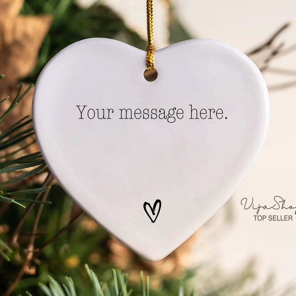 Custom Text Message Ornament Personalised Friends Christmas Ceramic Keepsake Valentines Heart Decor Thank You Mom Appreciation Ornament