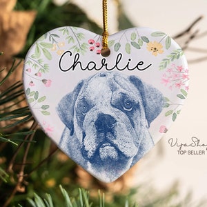Personalized Pet Watercolor Ornament Using Pet&#39;s Photo + Name - Custom Ornament Christmas Dog Ornament Personalized Dog Ornament Custom Dog