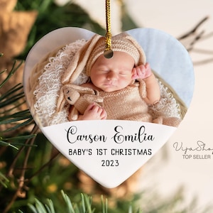 Décoration de Noël personnalisée en verre pour bébé 2023, décoration photo, décoration de Noël personnalisée, faire-part de bébé, nouveau-né, cadeau pour nouveau-né