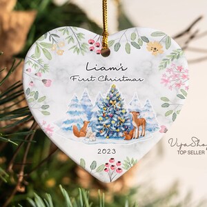 Personalizowana leśna ozdoba zwierzęca, Moje pierwsze Boże Narodzenie, ozdoba świąteczna, ozdoba dla dzieci, ozdoba z imieniem/nadziewarka do skarpety, prezent dla dziecka