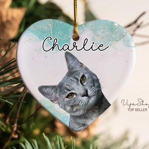 Personalized Pet Watercolor Ornament Using Pet&#39;s Photo + Name - Custom Ornament Christmas Cat Ornament Personalized Cat Ornament Custom Cat