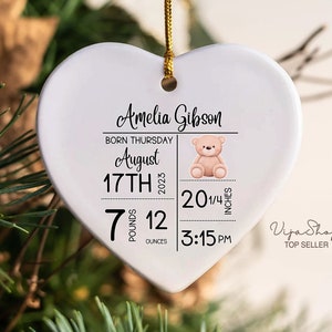 Babys erste Weihnachtsverzierung, personalisierte erste Weihnachtsmädchenverzierung, kundenspezifische Bär-Baby-Mädchenverzierung 2023