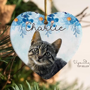 Custom Cat Picture Ornament, Pet Photo Ornament, Christmas Gifts, Personalized Christmas Ornaments, Cat Ornament, Pet Memorial Ornament