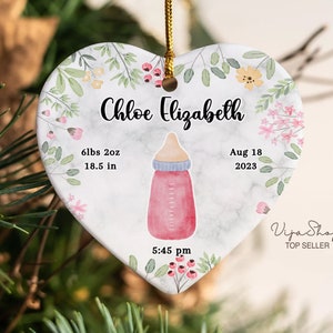 Customized Baby Shower Gift Baby Girl Gift New Mom Gift Personalized Birth Announcement Ornament Custom Newborn Baby Birth Stats Keepsake