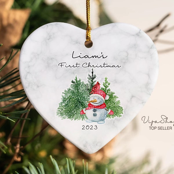 Snowman Baby Name Ornament Customized First Christmas Ornament Snowman Christmas Gifts 2023 Baby Boy First Christmas Ornament Personalized