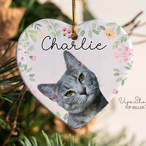 Custom Cat Memorial Ornament W/ Photo, Personalized Cat Ornament, Gift for Cat Mom, Pet Acrylic Ornament, Custom Pet Memorial Keepsake