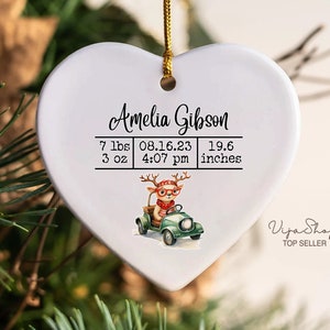 Baby Girl&#39;s First Christmas Ornament, Personalized First Christmas Reindeer Ornament Keepsake, Baby&#39;s First Christmas 2024