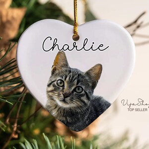 Personalized Pet Ornament, Custom Cat Christmas Ornament, Pet Ornament Using Photo, Cat Christmas Photo Ornament, Pet Portrait Name Gift