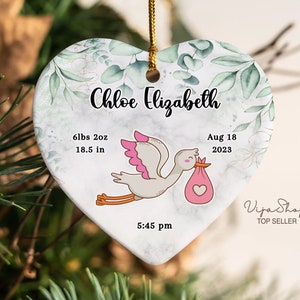 Nursery Decor Present New Mom Gift Personalized Birth Announcement Ornament Customized Baby Shower Gift Custom Newborn Baby Birth Ornaments
