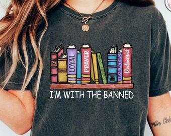 Estoy con los prohibidos, camiseta de libros prohibidos, camiseta de libros prohibidos, camiseta de lectura, camiseta de bibliotecario, regalo de mamá bibliotecaria, camiseta de profesor de lectura