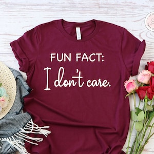 Fun Fact: I Don&#39;t Care Shirt, Inspirational Shirt, Gift For Friend, Funny Quotes For Women, Funny Mom Shirt, Shirts With Sayings