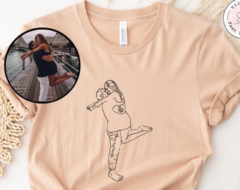 Retrato personalizado de la foto, sudadera con foto de contorno, camiseta con foto de contorno, foto personalizada, sudores de retrato personalizados, regalo de boda con capucha de pareja