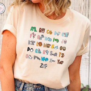 Alphabet Shirt for Teachers, Alphabet Shirt, Kingergarten Teacher Shirt, Tescher Shirt, Back to School,ABC Shirt, Animals Alphabet T-Shirt