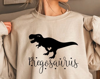 Pregosaurus Sweatshirt Schwangerschaft Shirt lustige Schwangere Sweatshirt Mutterschaft Top Neue Schwangerschaft Geschenk neue Mutter zu Mutter T-Shirt Erwartet Baby