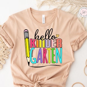 Hola camisa de jardín de infantes, camisa de estudiante de jardín de infantes, camisa del primer día de clases, camisa de regreso a la escuela, camisas de jardín de infantes, camisa de estudiantes