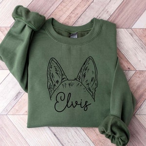 Aangepaste hondenoren hoodie trui huisdier oren schets aangepaste trui hond portret gepersonaliseerde hondensweater aangepaste kat ronde hals
