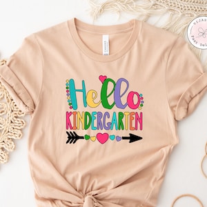 Hello Kindergarten Shirt, Kindergarten Rainbow Shirt, Teacher Gift, Kindergarten Teacher, Kindergarten Teacher Shirt, Cute Teacher Shirt