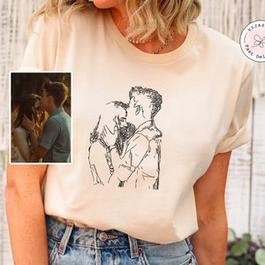 Custom Outline Portrait From Photo Shirt, Personalized Photo Hoodie, Birthday Gifts, Custom Family Picture Sweatshirt Couples Valentines day