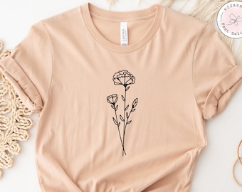 Custom Birth Month Flower Shirt, Flower Sweatshirt, Sentimental Gift for Her, Personalized Birth Month Flower Sweatshirt, Flowers Birthday