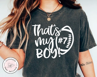 Personalisiertes Fußball-Shirt für Fußball-Mama, das ist mein Junge, kundenspezifisches Sport-Shirt, Fußball-Mama-Shirt, Spieltag personalisiertes Fußballgeschenk für Frauen