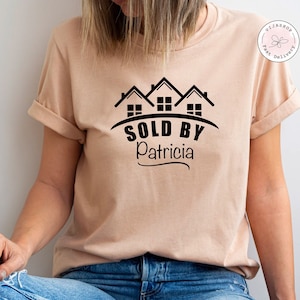 Niestandardowy prezent dla agenta nieruchomości, koszulka Sold By Realtor, damska koszulka dla agenta nieruchomości, agent nieruchomości, prezent na parapetówkę, prezent dla agenta nieruchomości, koszulka T-shirt