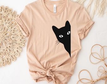 Black Cat T-Shirt, Black Cat Gifts, Cat Mom, Cat T Shirt, Cute Kitty, Cat Halloween Shirt, Pet Shirt, Cat Shirt For Women, Cat Shirt Women