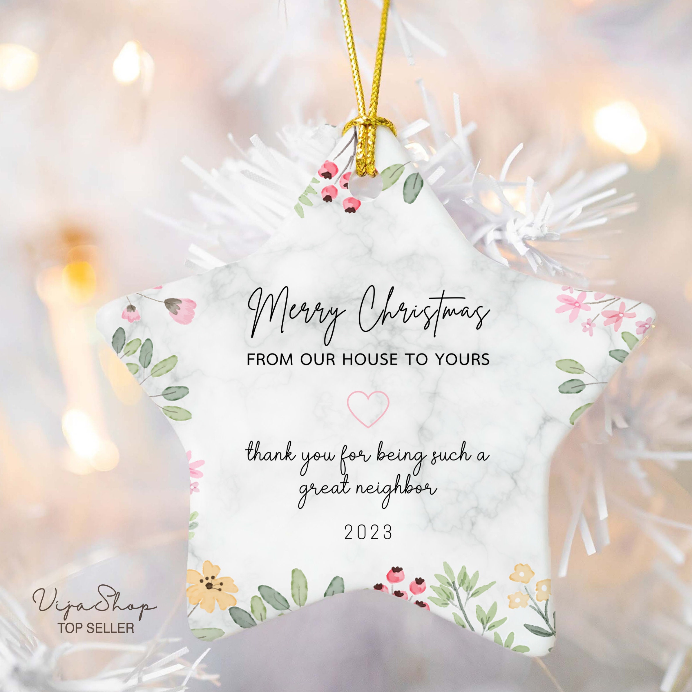 Nachbar-Weihnachtsornament – Acryl, 9 Cm Durchmesser, Mit Geschenkbox, Als Dankeschön Für Freunde & Nachbarn