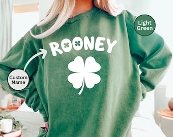Trifoglio personalizzato, felpa con cognome personalizzato per il giorno di San Patrizio, maglietta da bere irlandese, maglietta da parata, colori vintage e confortevoli