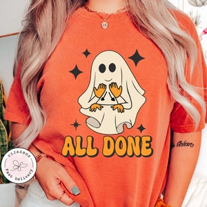 Todo listo, patología del habla y lenguaje de señas, profesor de educación especial, camiseta de Halloween, camiseta de Halloween de otoño fantasma, camiseta de bruja, camiseta de profesor de Halloween