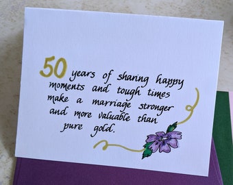 50th Wedding Anniversary Card, Marriage celebration, golden anniversary card, anniversary card, Christian anniversary card, 50 anniversary