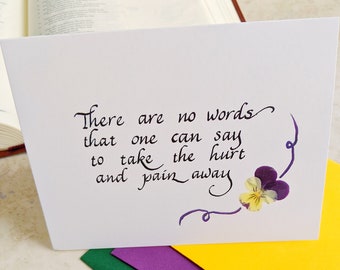 Sympathy Card, Handmade Cards, In Memory Of, Sorry for Your Loss, Calligraphy Cards, Thinking of you card, Comfort Card, Grief Card